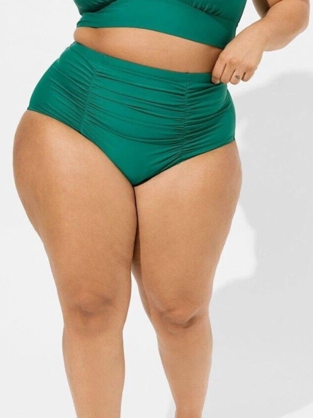 torrid Emerald Green High-Waist Ruched Bikini Briefs Size 1